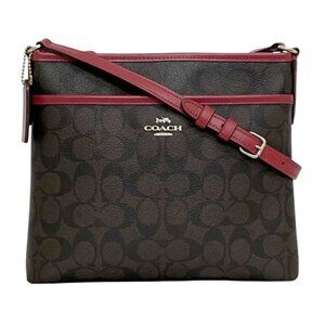 Coach Signature File Bag SV/Brown True Red with Dust Cover (NWT with Callout)